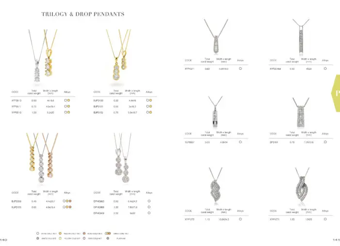 18ct White Gold, 18ct Rose Gold and 18ct Yellow Gold Diamond Trilogy and Drop Pendants and Necklaces Ilkley 73