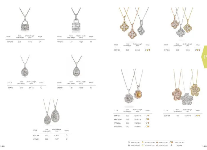 18ct White Gold, 18ct Rose Gold and 18ct Yellow Gold Diamond Cluster Pendants and Necklaces Ilkley 77