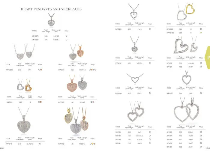 18ct White Gold, 18ct Rose Gold and 18ct Yellow Gold Diamond Heart Pendants and Necklaces Yeadon 80