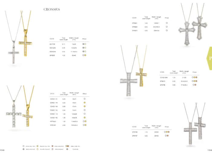 18ct White Gold, 18ct Rose Gold and 18ct Yellow Gold Diamond Crosses Pendants and Necklaces Yeadon 82