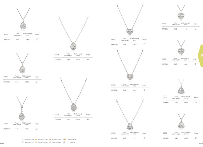 18ct White Gold, 18ct Rose Gold and 18ct Yellow Gold Moveable Diamond Pendants and Necklaces Yeadon 84