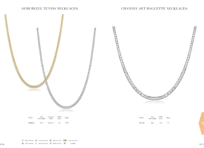 18ct White Gold, 18ct Rose Gold and 18ct Yellow Gold Diamond Tennis Necklaces Otley 111